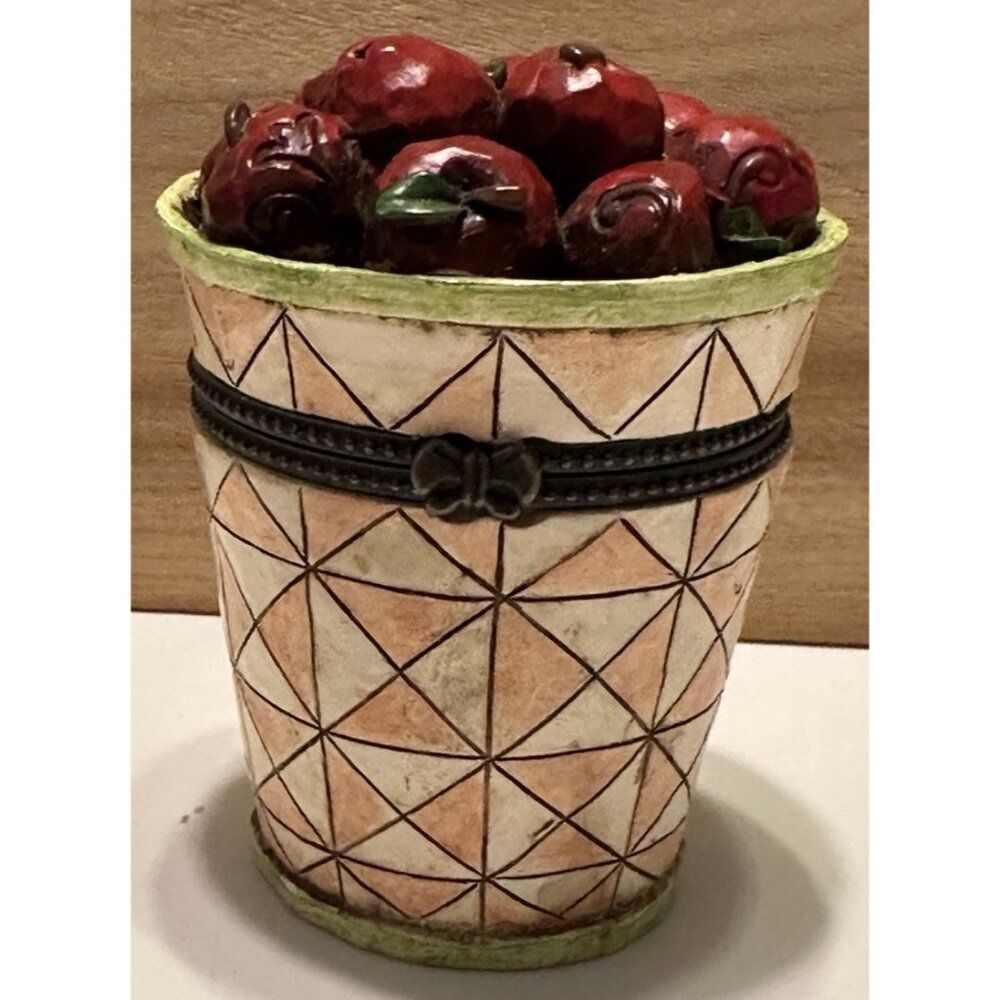 Vtg Jim Shore Red Apple Bussell Figurine Trinket Box 2006 Fall